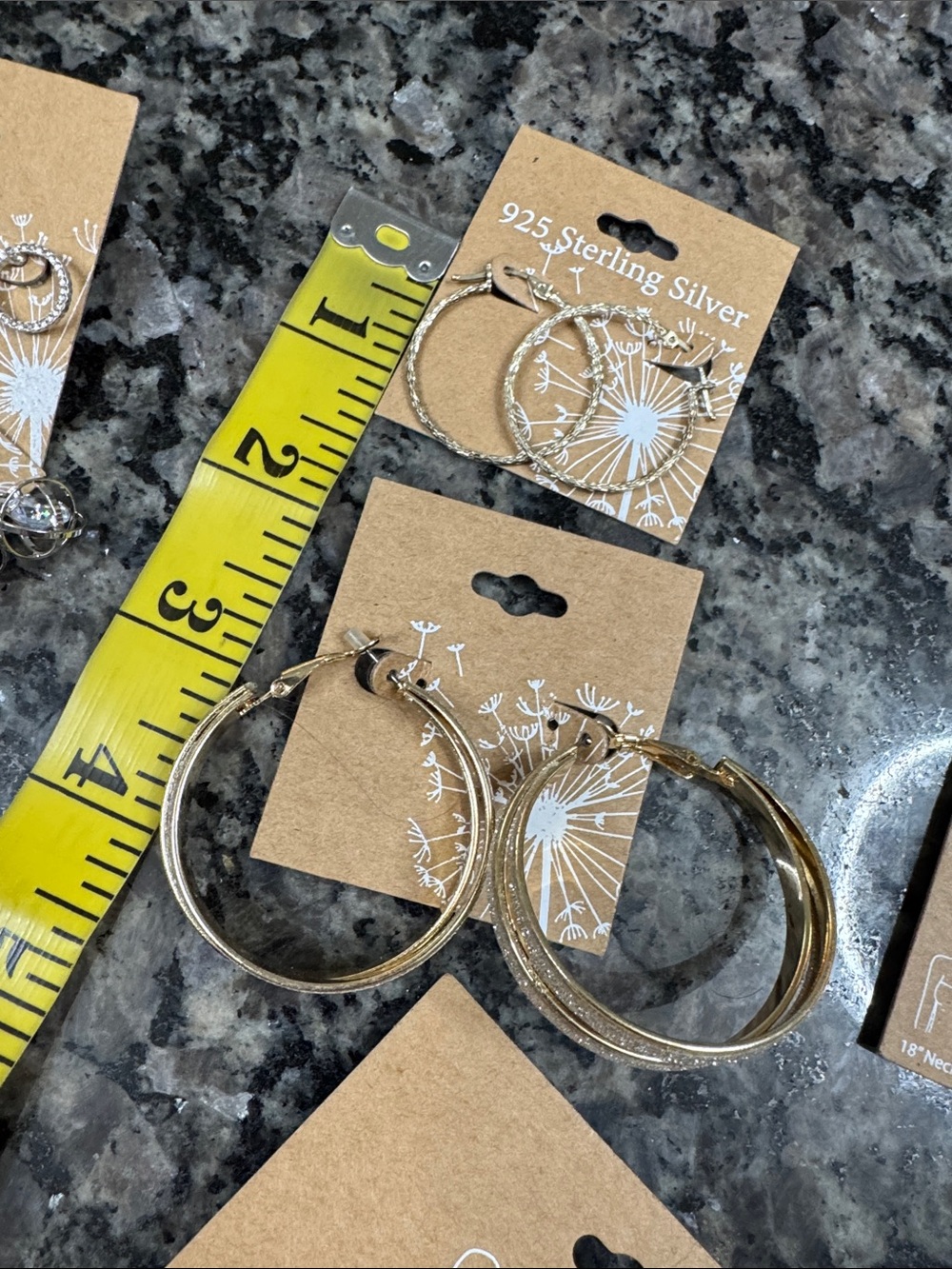Gold-Tone Hoop and Stud Earring Set - 925 Sterling Silver Accent jewelry bundle - Picture 5 of 11